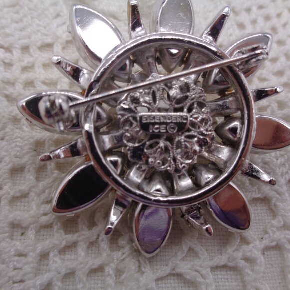 Vintage EISENBERG ICE Clear RHINESTONE Layered BROOCH 1 3/4" - Picture 5 of 5